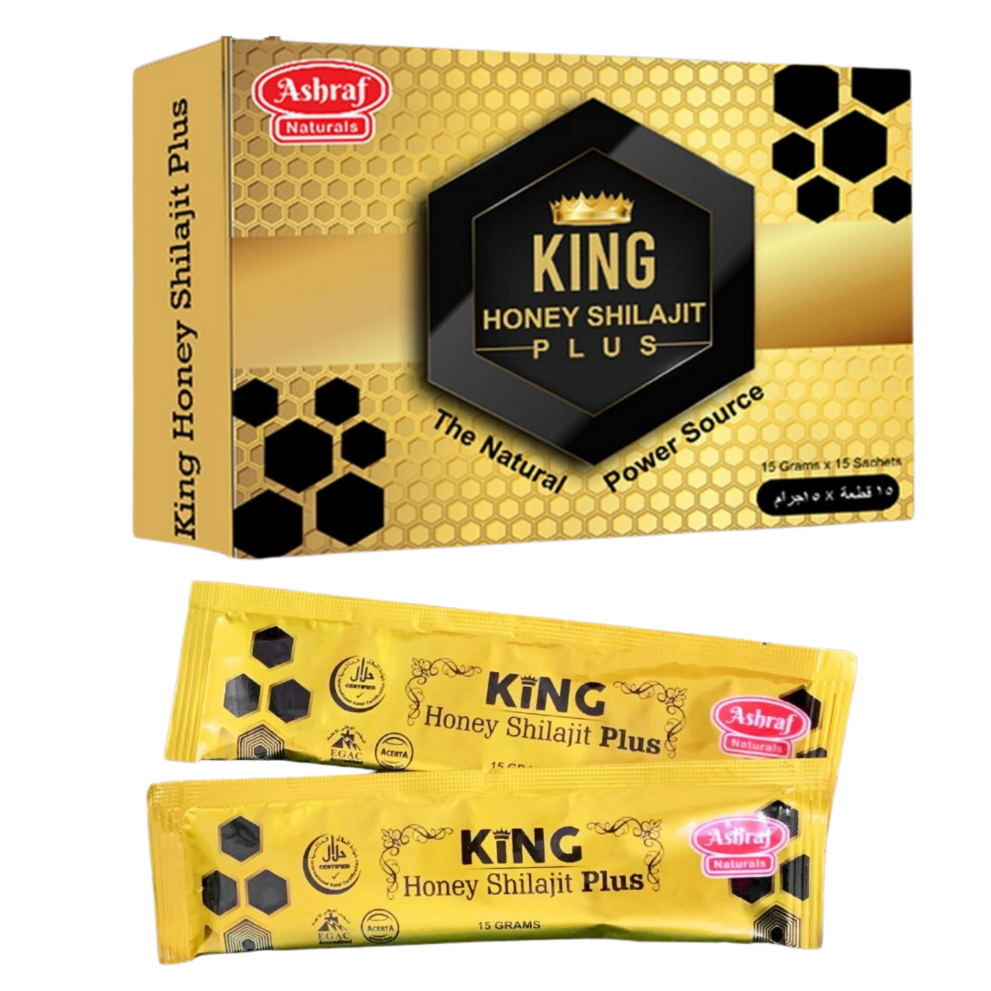 Organic Himalayan Gold Shilajit Honey Sticks King Plus Honey Shilajit