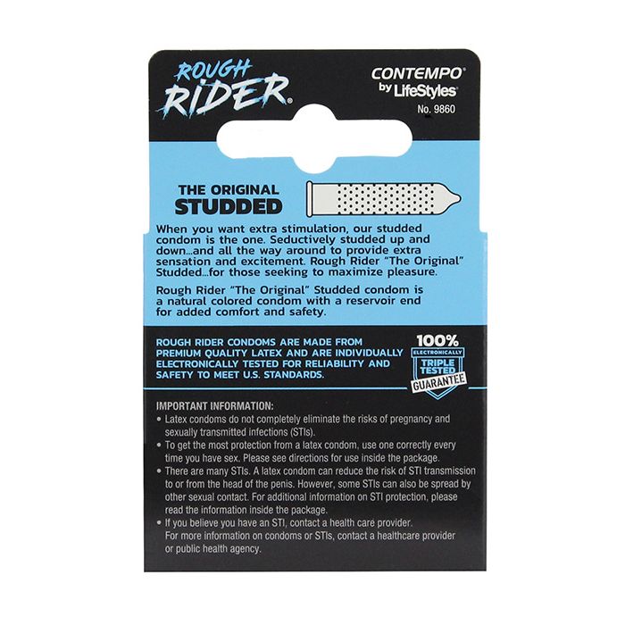 Lifestyles Rough Rider Studded Condom Pack - Pack of 3