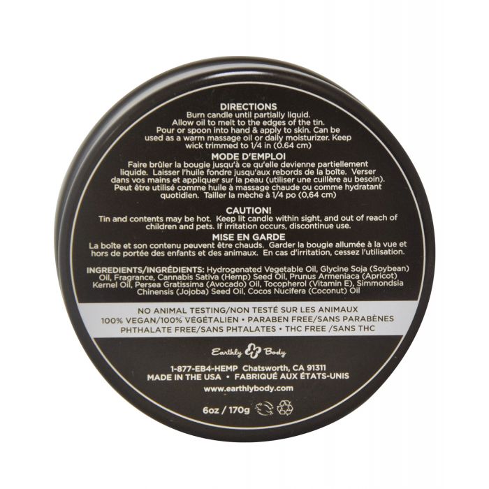 Earthly Body Suntouched Hemp Candle - 6 oz Round Tin Naked in the Woods