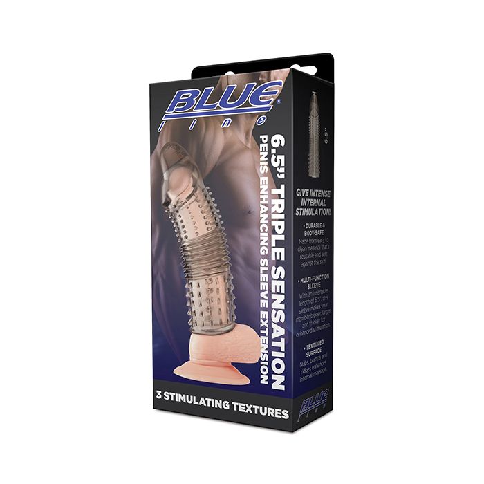 Blue Line C & B 6.5" Triple Sensation Penis Enhancing Sleeve Extension - Smoke