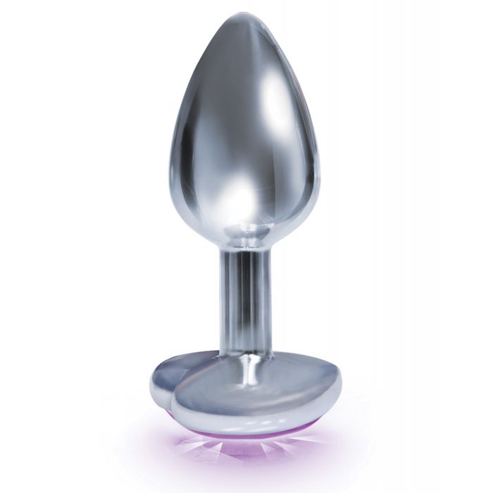 The 9's The Silver Starter Bejeweled Heart Stainless Steel Plug - Violet