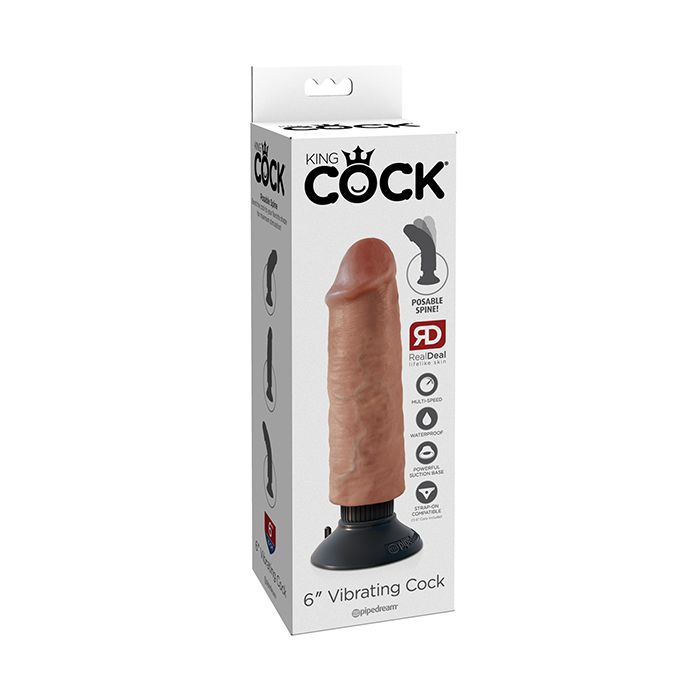 King Cock 6" Vibrating Cock - Tan