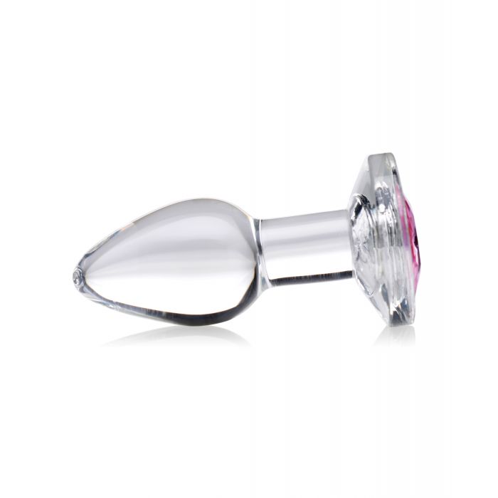 Booty Sparks Pink Gem Glass Anal Plug - Small
