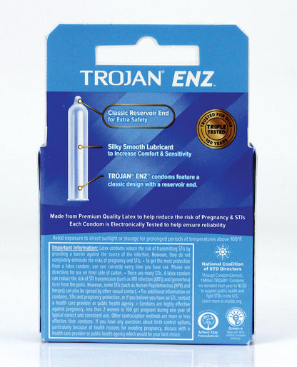 Trojan Enz Lubricated Condoms - Box of 3