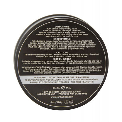 Earthly Body Suntouched Hemp Candle - 6 oz Round Tin Naked in the Woods