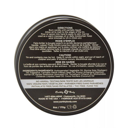 Earthly Body Suntouched Hemp Candle - 6 oz Round Tin High Tide