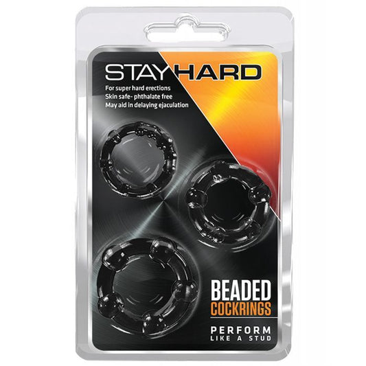 Blush Stay Hard Beaded Cock Rings 3  Pack - Black