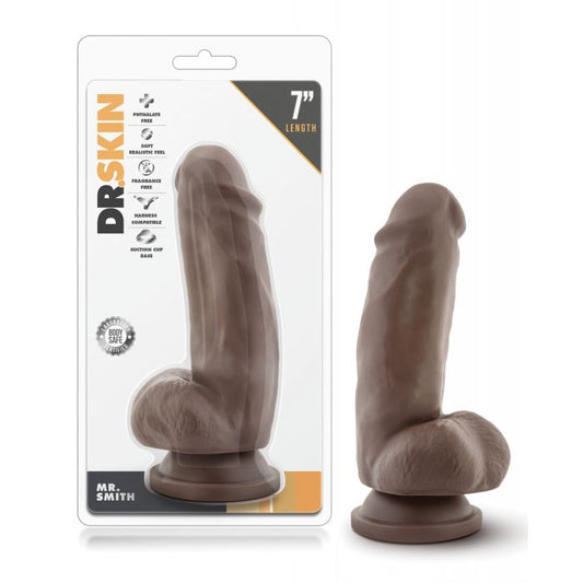 Blush Dr. Skin Mr. Smith 7" Dildo w/Suction Cup - Chocolate