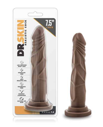 Blush Dr. Skin 7.5" Basic Realistic Cock -  Chocolate
