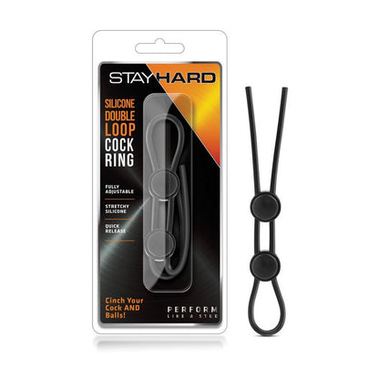 Blush Stay Hard Silicone Double Loop Cock Ring - Black