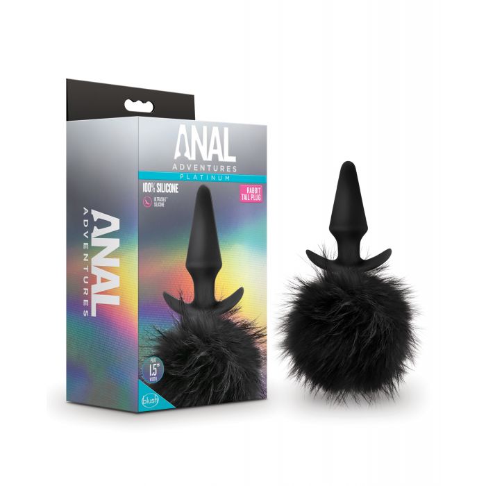 Blush Anal Adventures Platinum Rabbit Tail Plug - Black