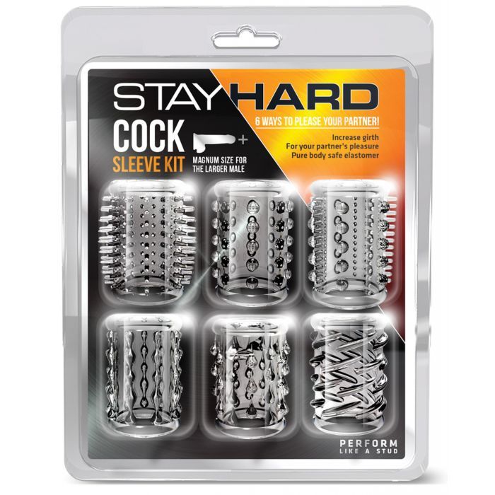 Blush Stay Hard Cock Sleeve Kit - Clear  Box of 6