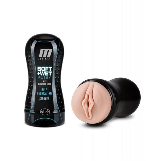 Blush M for Men Soft and Wet Pussy with Pleasure Orbs Self Lubricating Stroker - Vanilla