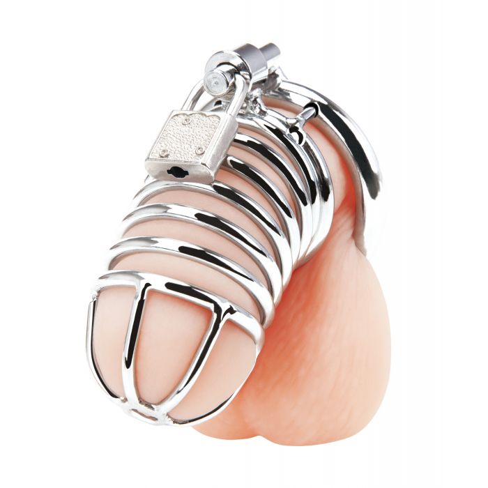 Blue Line Deluxe Chastity Cage - Silver