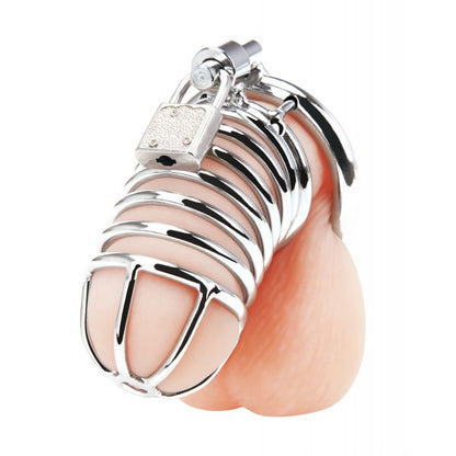 Blue Line Deluxe Chastity Cage - Silver