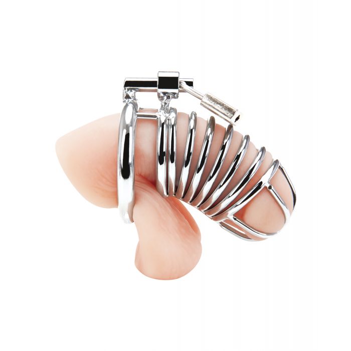 Blue Line Deluxe Chastity Cage - Silver