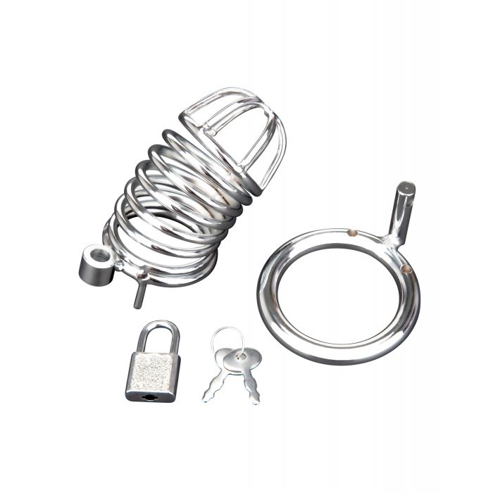 Blue Line Deluxe Chastity Cage - Silver