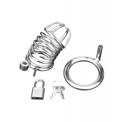 Blue Line Deluxe Chastity Cage - Silver