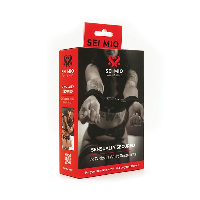 Sei Mio Sensually Secured Velvet  Handcuffs - Black
