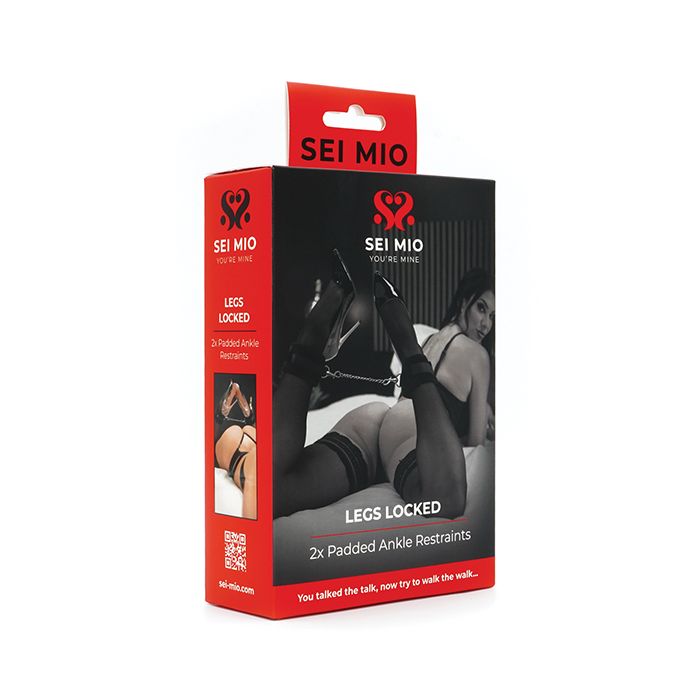 Sei Mio Legs Locked Padded Ankle  Restraints - Black