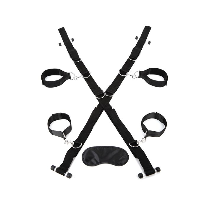 Lux Fetish Over the Door Cross w/4 Universal Soft Restraint Cuffs