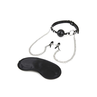 Lux Fetish Breathable Ball Gag w/Adjustable Pressure Nipple Clamps