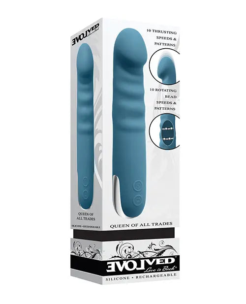 Evolved Queen of All Trades Thrusting & Rotating Vibrator - Teal