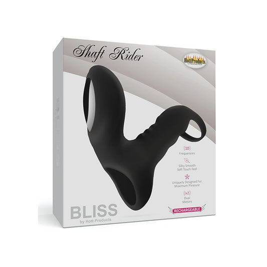 Bliss Shaft Rider Vibrating Cock Ring Sleeve - Black