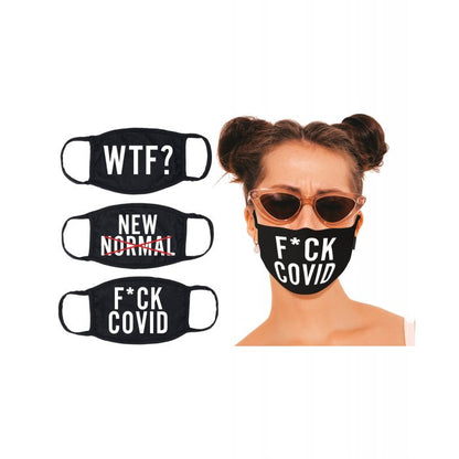 Hott Products Mask-erade Masks - F Covid/WTF?/New Normal X Pack of 3