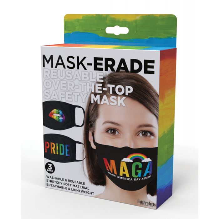 Hott Products Mask-erade Masks - Pride/Gay Again/ Rainbow Kiss Pack of 3