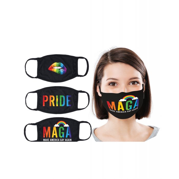 Hott Products Mask-erade Masks - Pride/Gay Again/ Rainbow Kiss Pack of 3