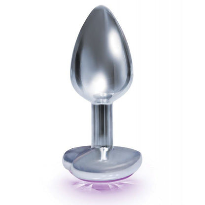 The 9's The Silver Starter Bejeweled Heart Stainless Steel Plug - Violet