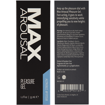 Max Arousal Pleasure Gel Regular Strength 1.2 OZ