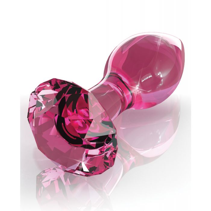 Icicles No. 79 Hand Blown Glass Diamond Butt Plug - Pink