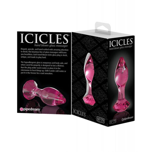 Icicles No. 79 Hand Blown Glass Diamond Butt Plug - Pink