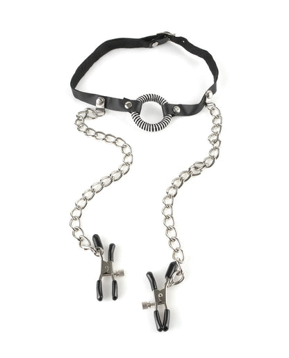 Fetish Fantasy Series O-Ring Gag w/Nipple Clamps