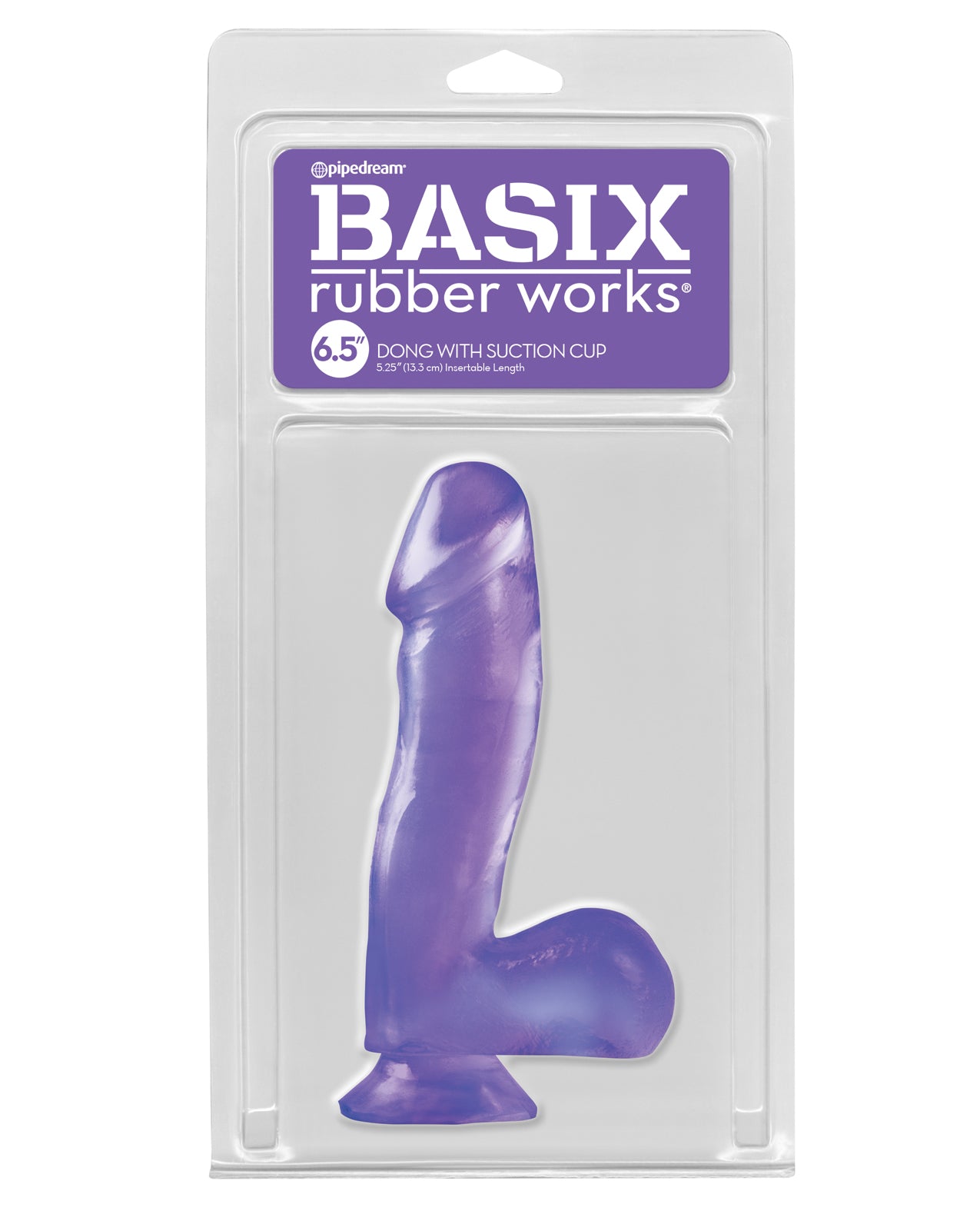 Basix Rubber Works 6.5" Dong w/Suction  Cup - Purple
