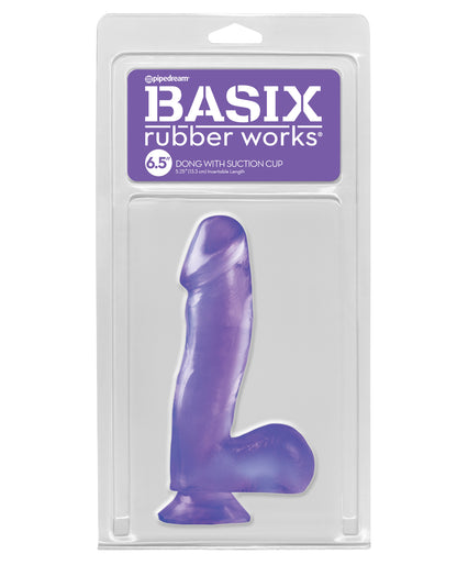 Basix Rubber Works 6.5" Dong w/Suction  Cup - Purple