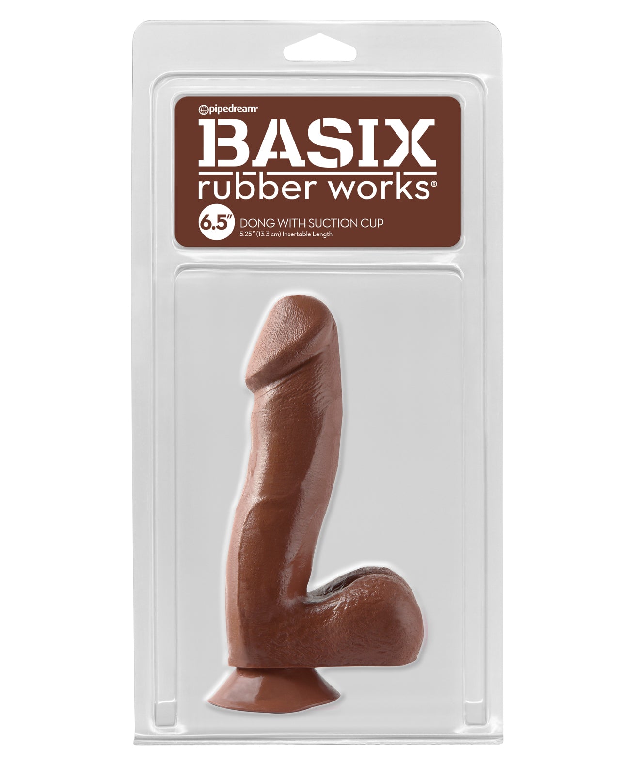Basix Rubber Works 6.5" Dong w/Suction  Cup - Brown