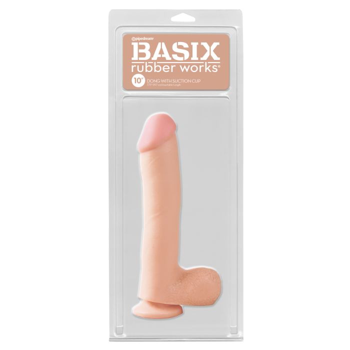 Basix Rubber Works 10" Dong w/Suction  Cup - Flesh