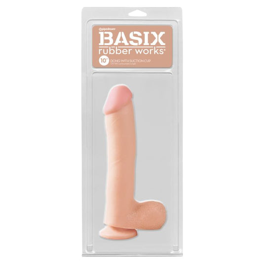 Basix Rubber Works 10" Dong w/Suction  Cup - Flesh