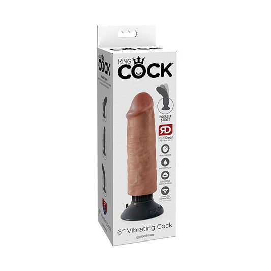 King Cock 6" Vibrating Cock - Tan