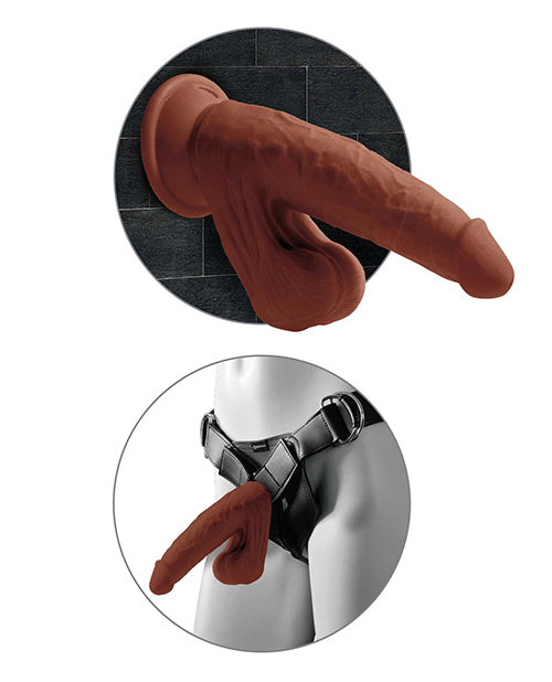 King Cock Plus 8" Triple Density Cock w/Swinging Balls - Brown