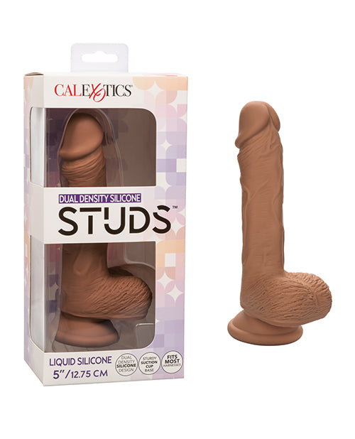 Studs Dual Density Silicone 5" Dildo - Brown