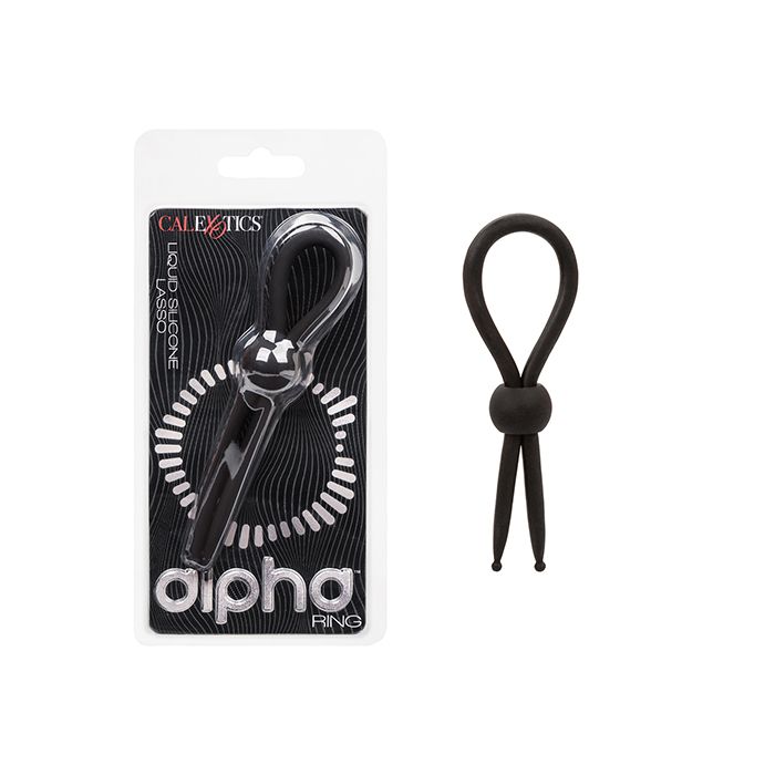 Alpha Liquid Silicone Lasso Cock Ring -  Black