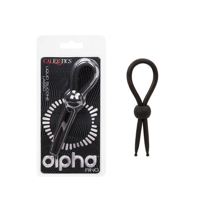 Alpha Liquid Silicone Lasso Cock Ring -  Black