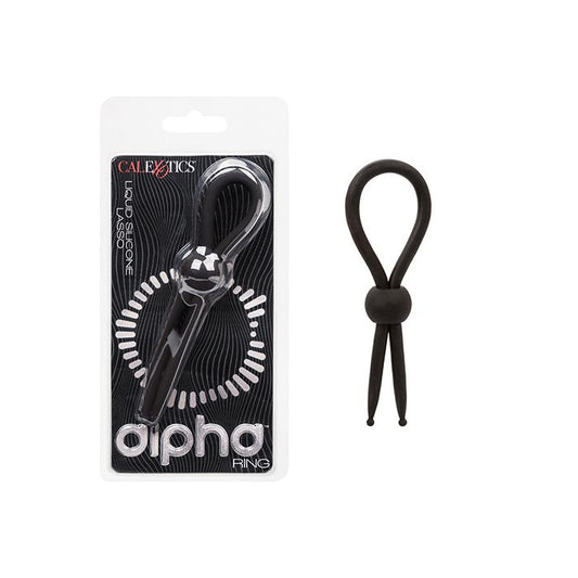 Alpha Liquid Silicone Lasso Cock Ring -  Black