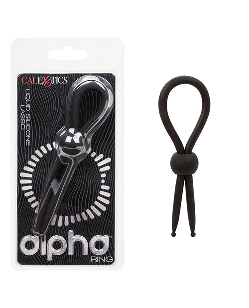 Alpha Liquid Silicone Lasso Cock Ring -  Black