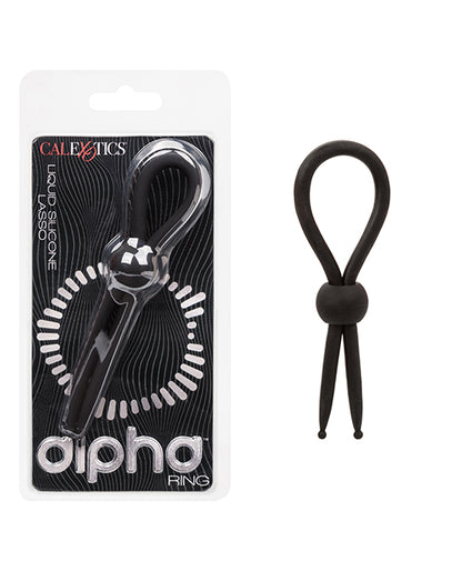 Alpha Liquid Silicone Lasso Cock Ring -  Black