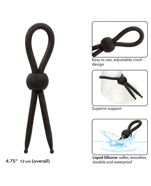 Alpha Liquid Silicone Lasso Cock Ring -  Black